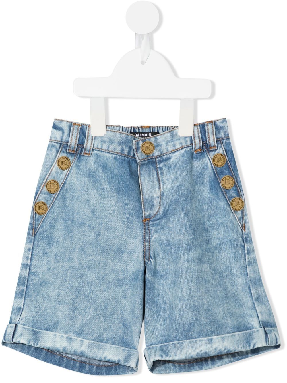 BALMAIN BABY Button Denim Shorts - MAISONDEFASHION.COM