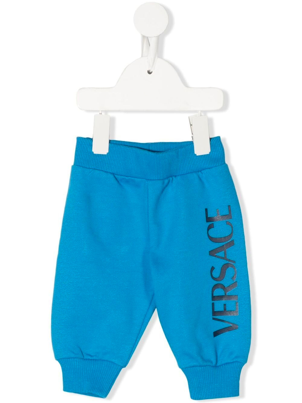 VERSACE BABY Logo Print Sweat Pants Blue - MAISONDEFASHION.COM
