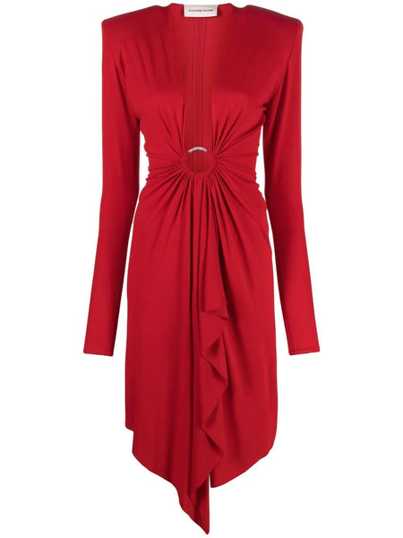 ワンピース ALEXANDRE VAUTHIER WOMEN Drape-detail Midi Dress Daring Red ALEXANDRE VAUTHIER WOMEN Drape-detail Midi Dress Daring Red