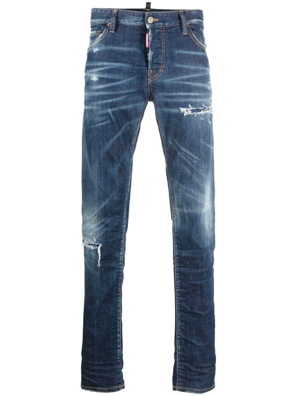 DSQUARED2 Logo Patch 5 Pocket Denim Jeans - MAISONDEFASHION.COM