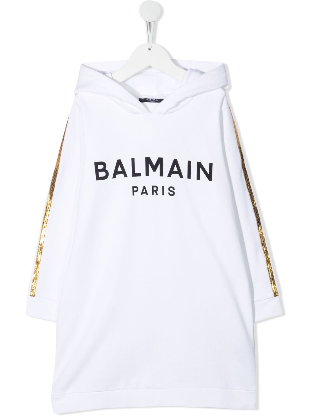 BALMAIN KIDS Logo-print cotton dress White - MAISONDEFASHION.COM