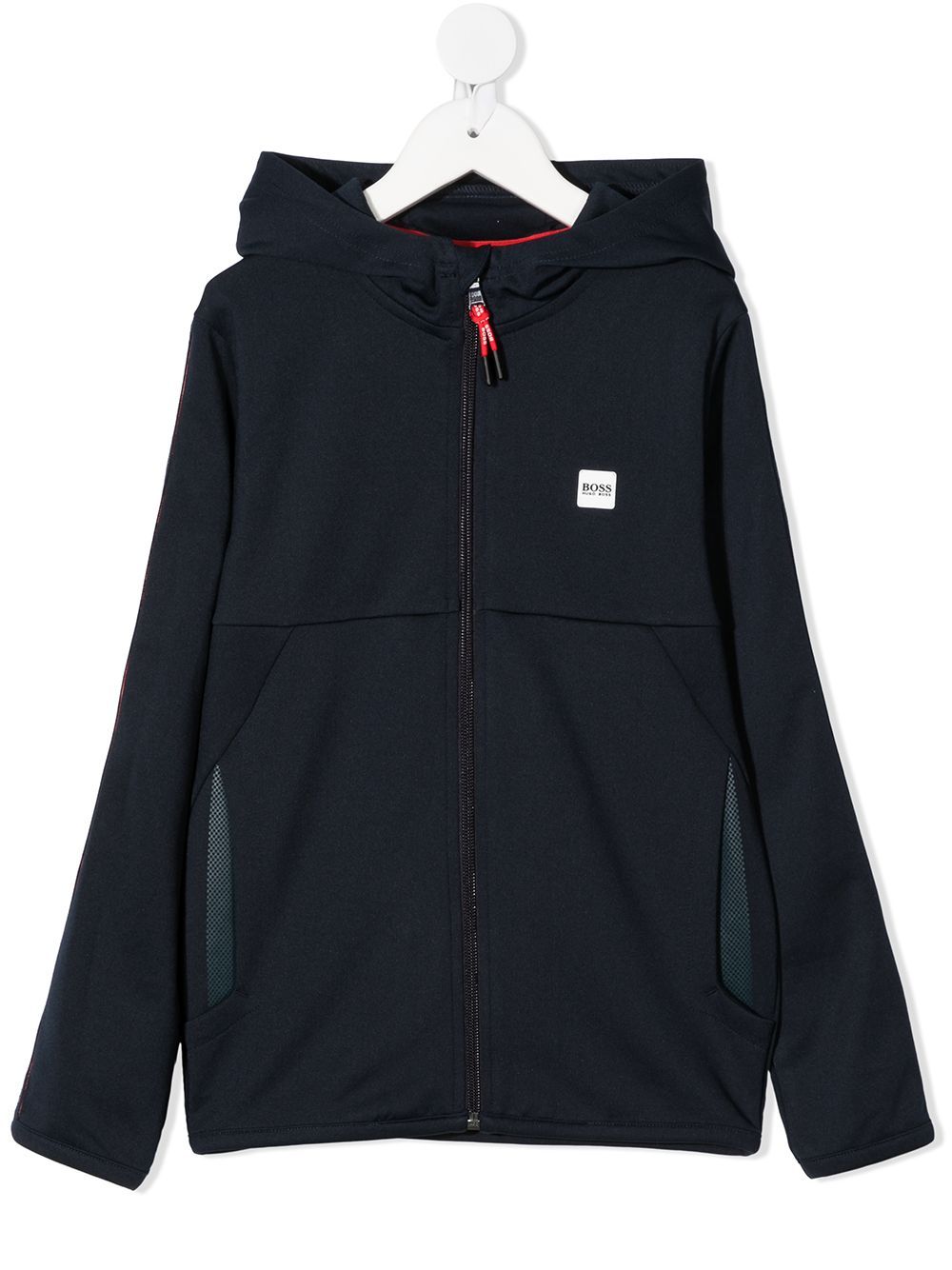 BOSS KIDS  Logo-patch zip-up hoodie Navy - MAISONDEFASHION.COM