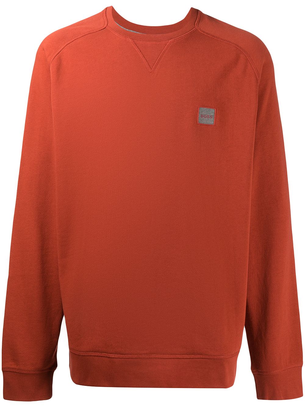 BOSS Logo-patch crew neck sweatshirt Orange - MAISONDEFASHION.COM