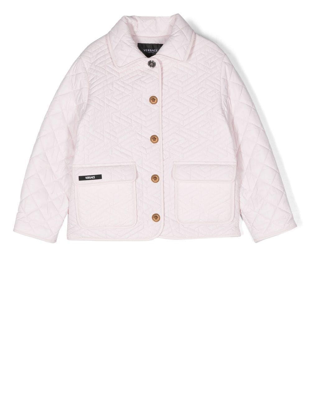 VERSACE KIDS Greca Detail Padded Jacket Pink - MAISONDEFASHION.COM