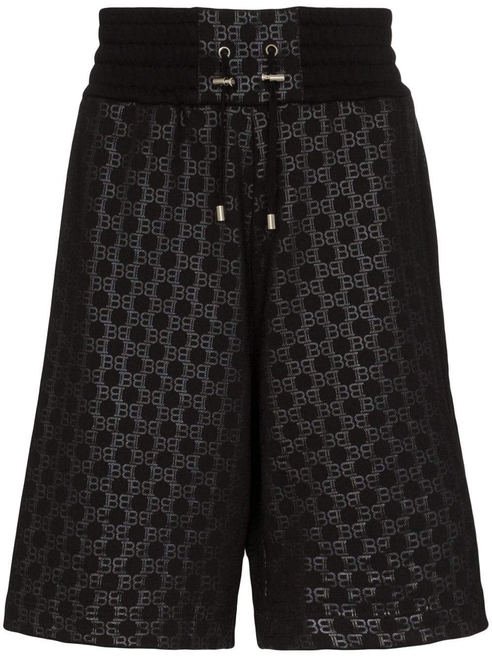 BALMAIN monogram jacquard track shorts black/black - Maison De Fashion 