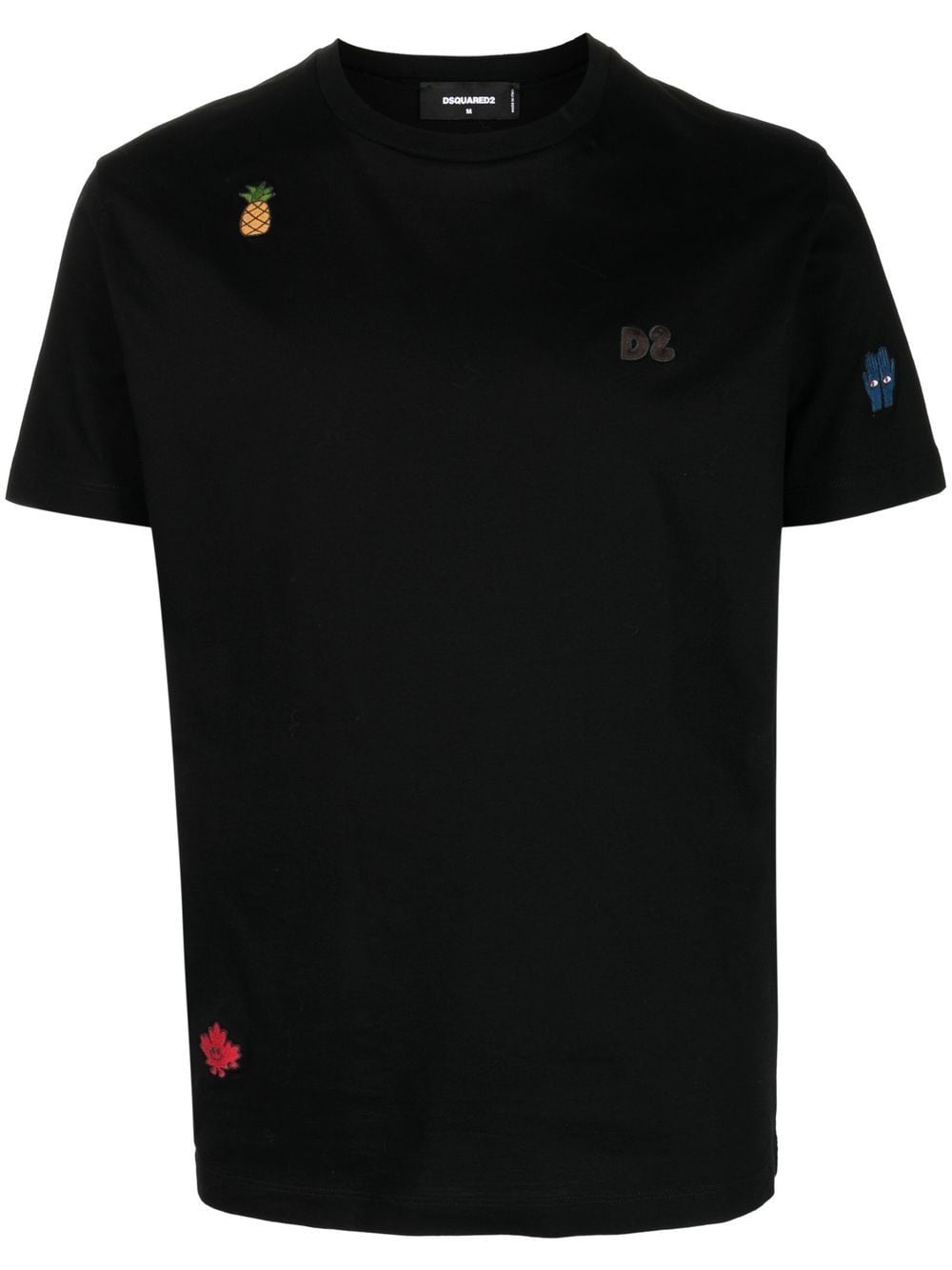 DSQUARED2 Fruit-patch crew-neck T-shirt Black - MAISONDEFASHION.COM