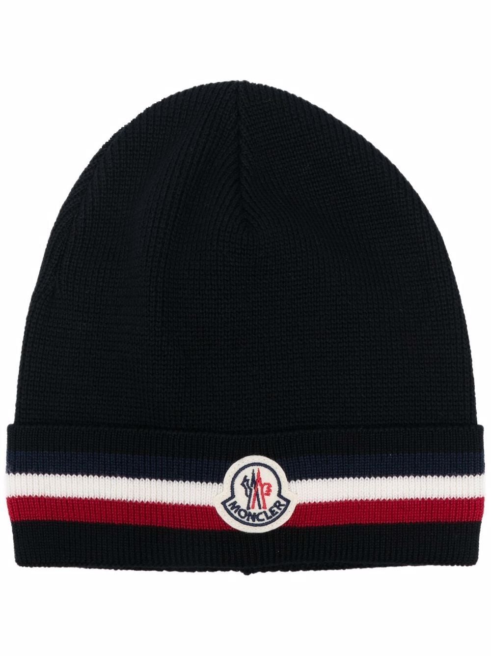 MONCLER Logo Beanie Black - MAISONDEFASHION.COM