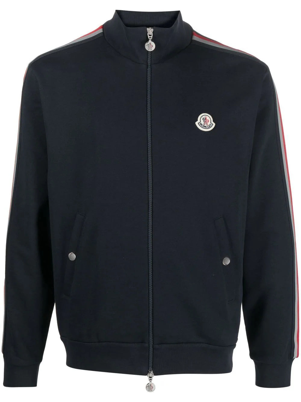 MONCLER Logo Patch Embroidered Zip Up Jacket Navy - MAISONDEFASHION.COM