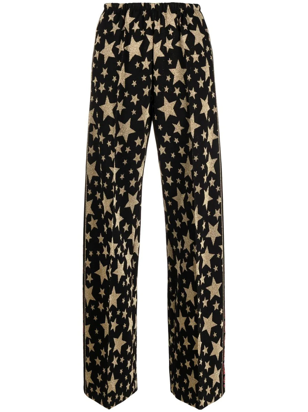 PALM ANGELS WOMEN Jacquard Stars Loose Track Pants Black/Gold - MAISONDEFASHION.COM