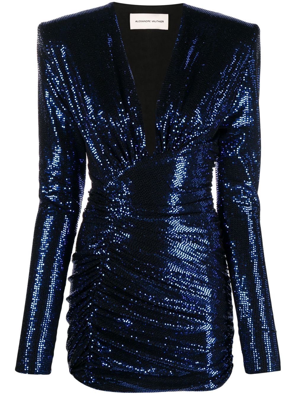 ALEXANDRE VAUTHIER V-Neck Mini Dress Majestic Blue - MAISONDEFASHION.COM