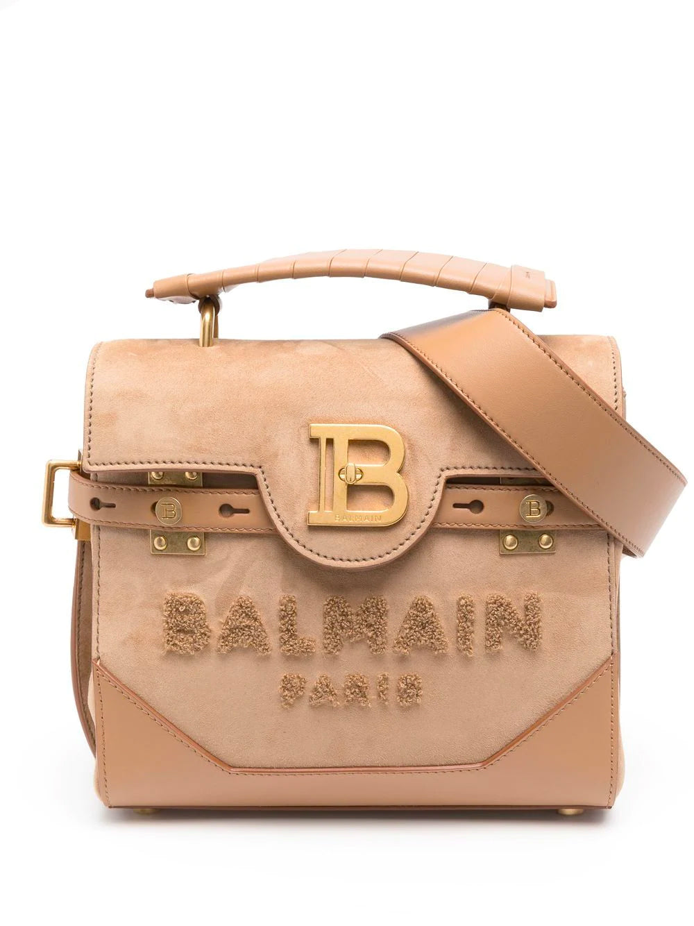 BALMAIN WOMEN B-Buzz 23 Suede Logo Bag - MAISONDEFASHION.COM