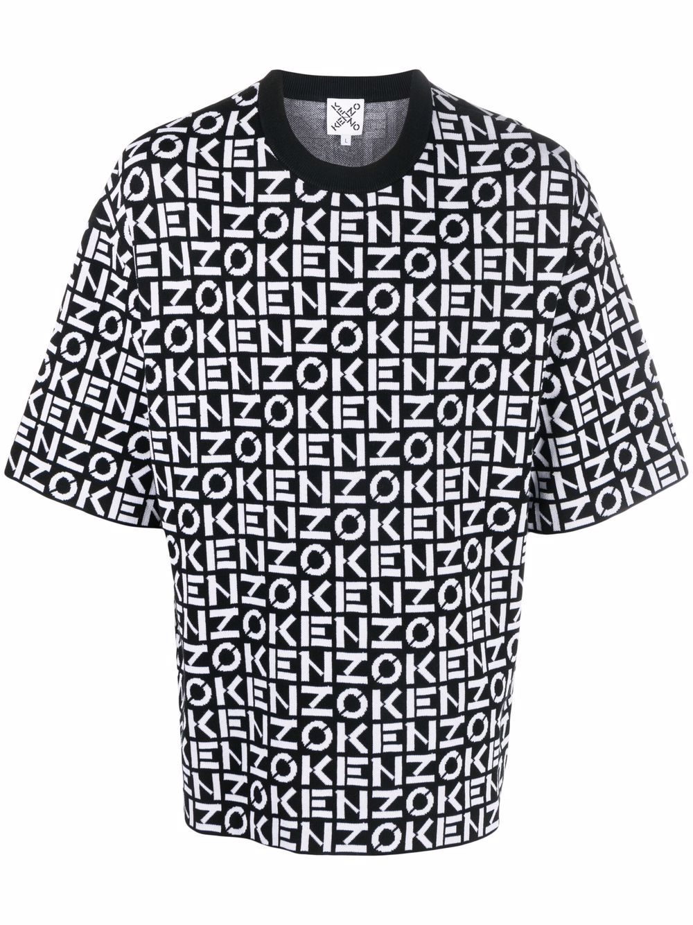 KENZO Monogram Oversized T-Shirt Black - MAISONDEFASHION.COM