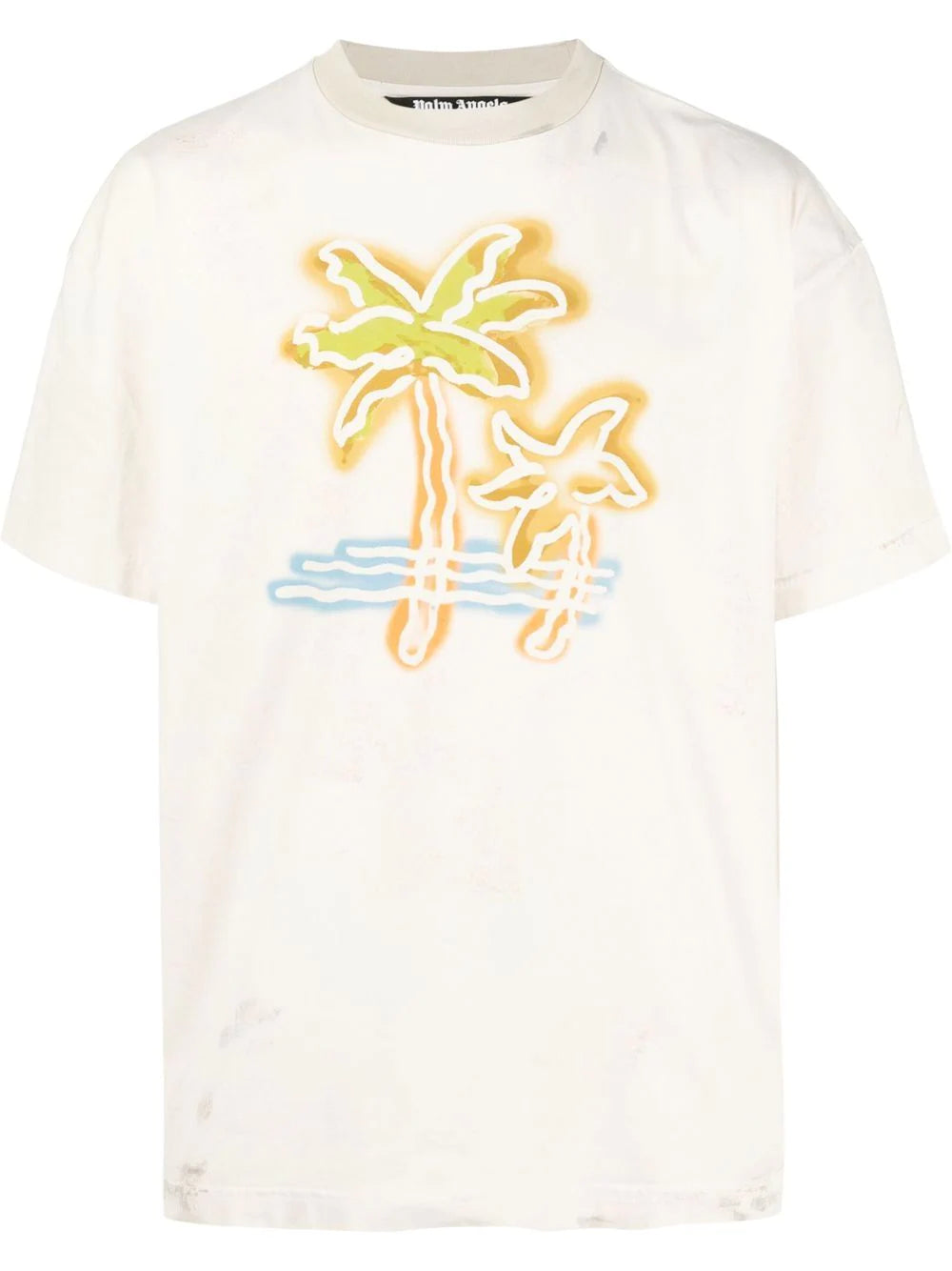 PALM ANGELS Palm Neon Tee Off White - MAISONDEFASHION.COM