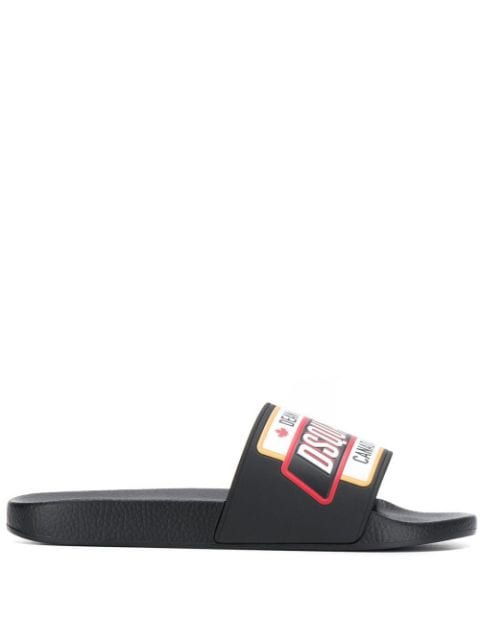 DSQUARED Logo Patch Sliders Black - Maison De Fashion 