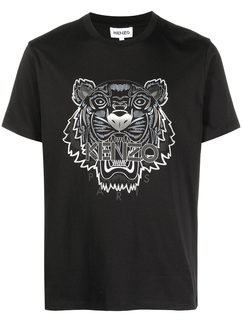 Kenzo Grey Tiger Logo T-Shirt Black - MAISONDEFASHION.COM