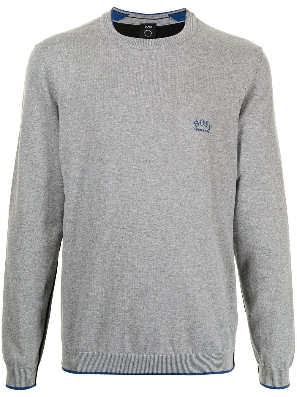 BOSS Knitted Logo Sweatshirt Grey - MAISONDEFASHION.COM