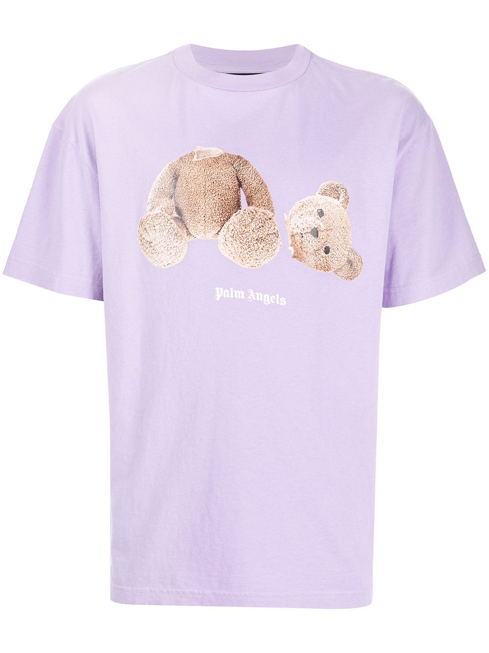PALM ANGELS Bear Graphic T-Shirt Purple - MAISONDEFASHION.COM