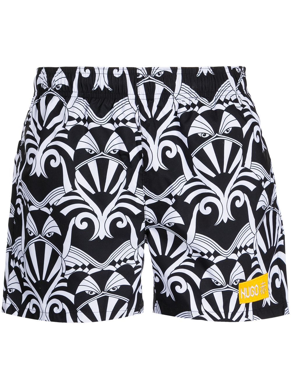 HUGO Collection-print swim shorts Black/White - MAISONDEFASHION.COM