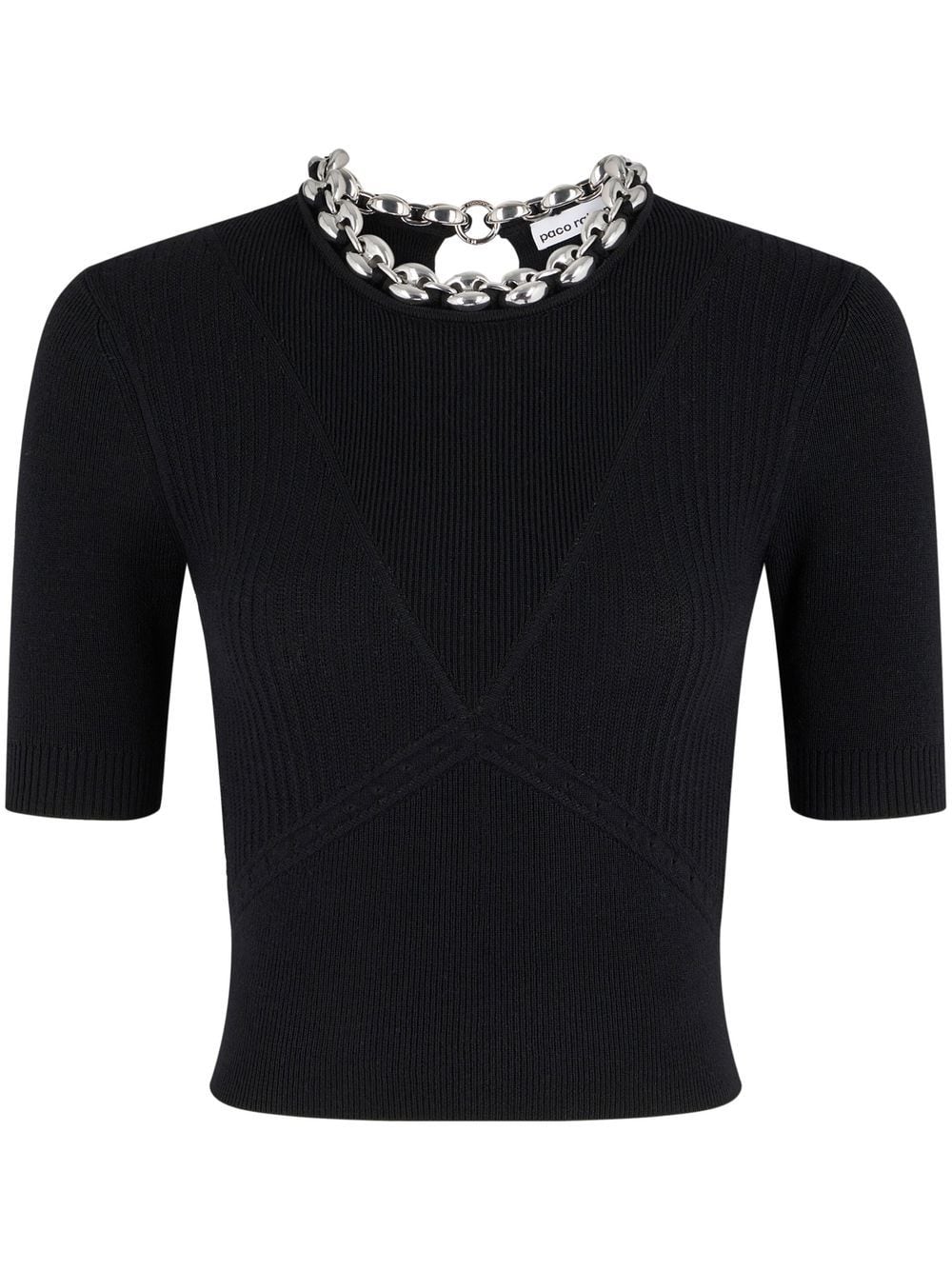 PACO RABANNE Chain Detail T-Shirt Black - MAISONDEFASHION.COM