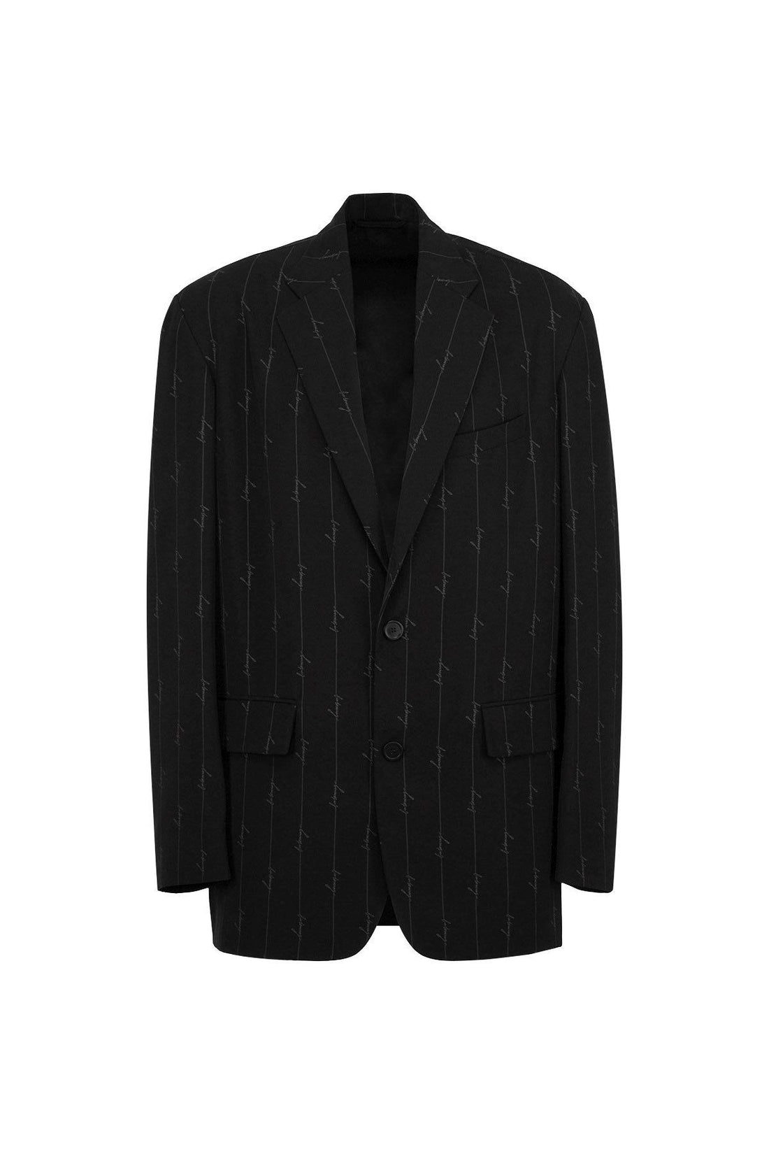 BALENCIAGA Logo Stripe Blazer Black - Maison De Fashion 