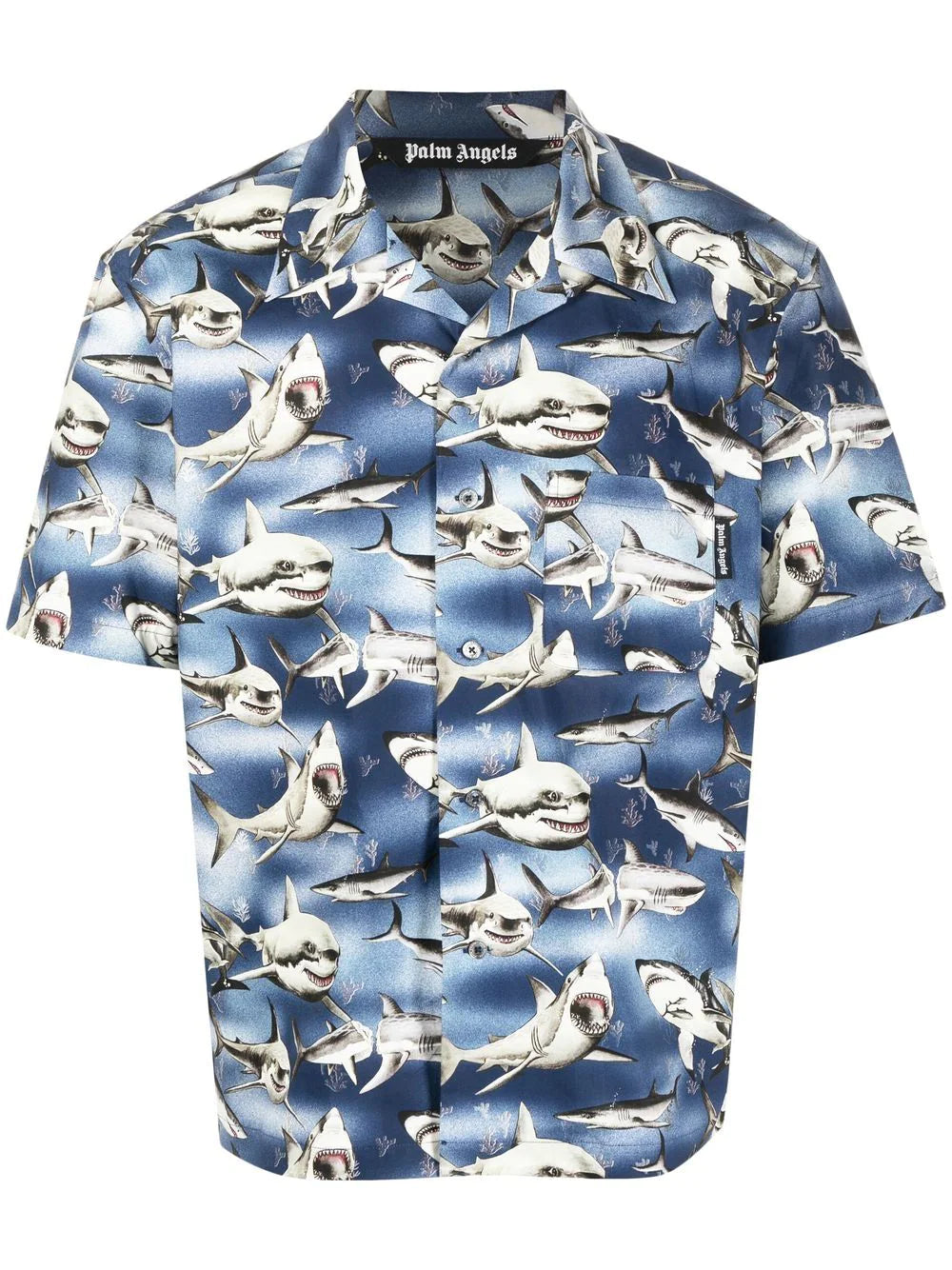 PALM ANGELS Shark Bowling Shirt Blue/Black - MAISONDEFASHION.COM