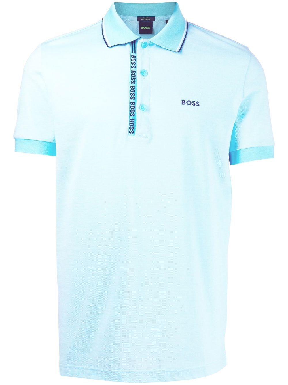 BOSS Logo-collar polo shirt Light/Pastel Blue - MAISONDEFASHION.COM