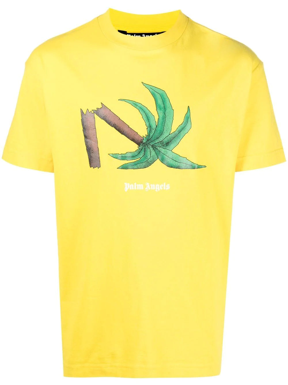 PALM ANGELS Broken Palm Classic Tee Yellow/Green - MAISONDEFASHION.COM