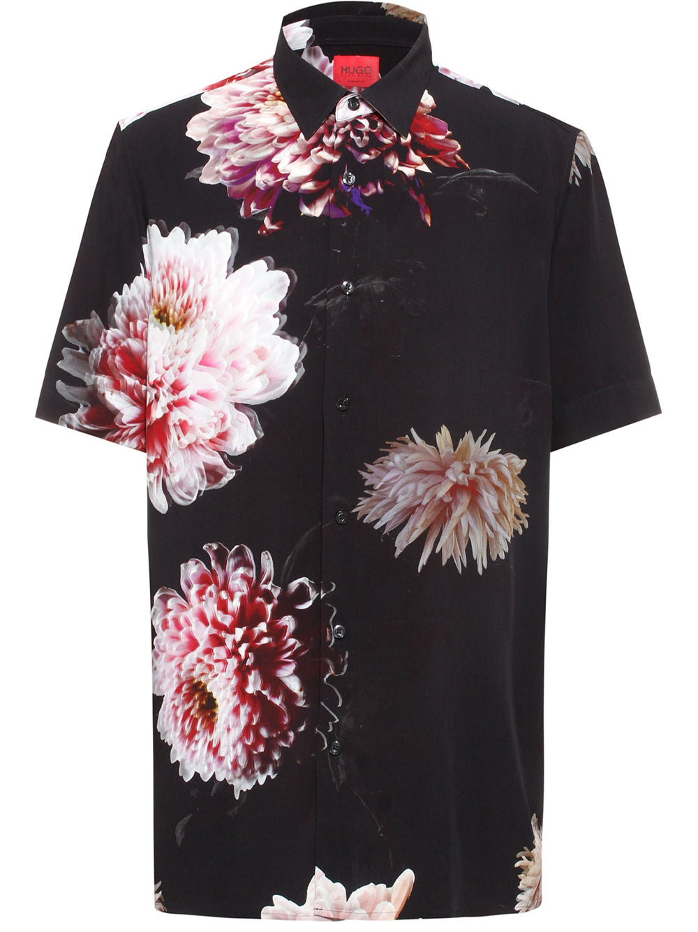 HUGO Relaxed Fit Floral Print Shirt Black - MAISONDEFASHION.COM