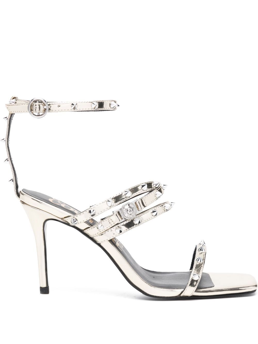 VERSACE JEANS COUTURE WOMEN Studded high-shine sandals Gold - MAISONDEFASHION.COM