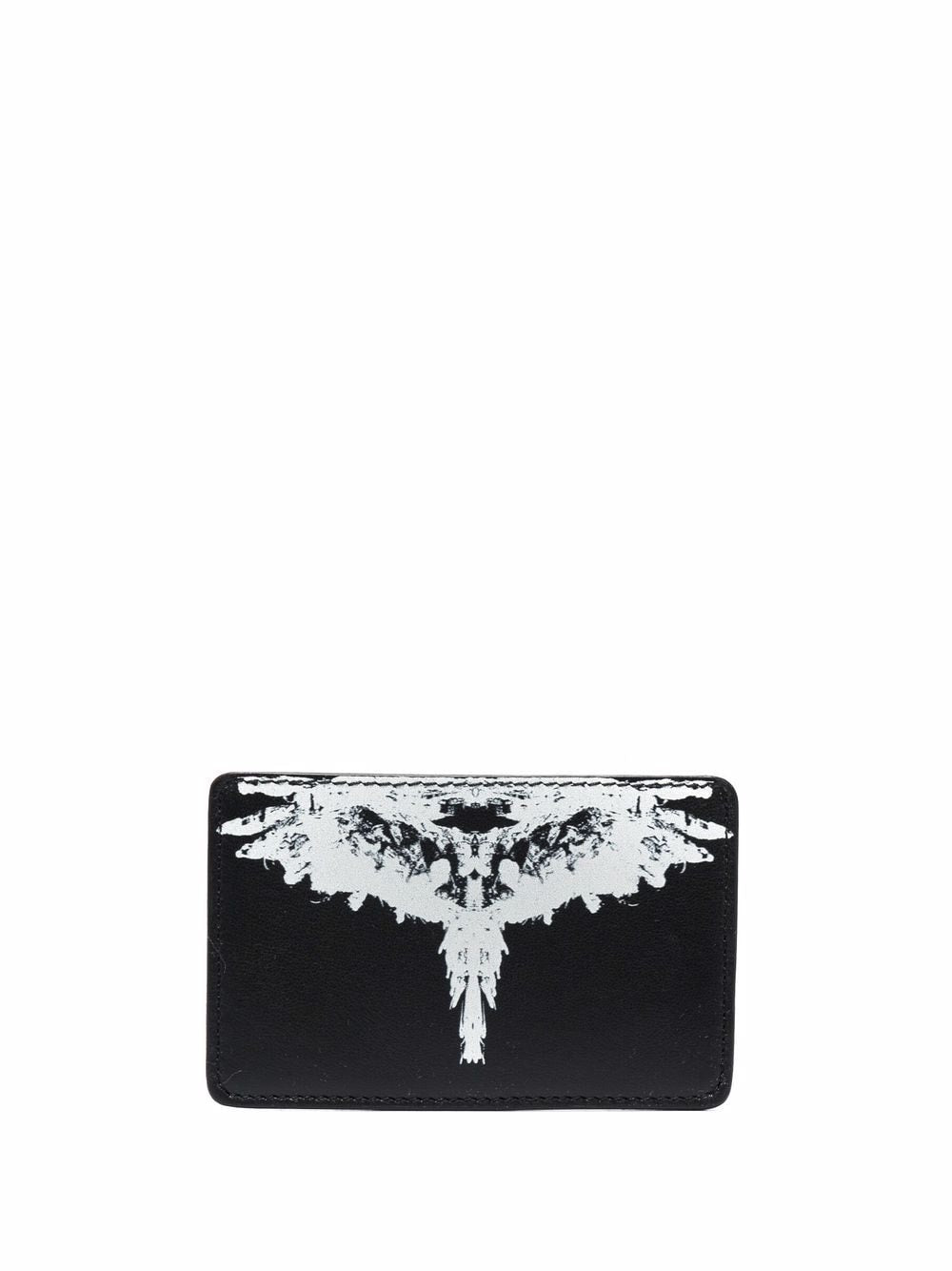 MARCELO BURLON Tempera Wings Card Holder Black - MAISONDEFASHION.COM