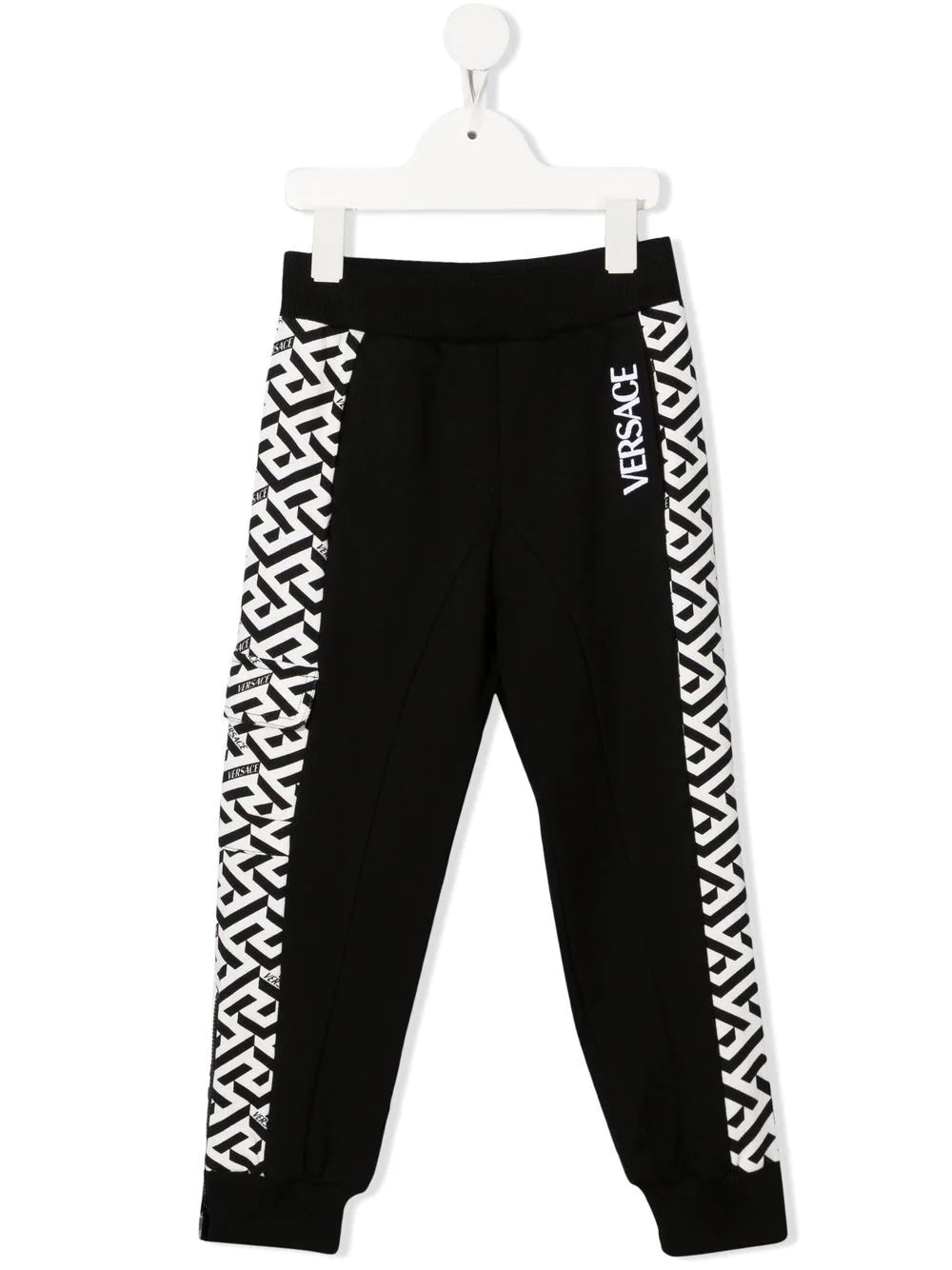 VERSACE KIDS Greca Logo Print Sweat Pants Black - MAISONDEFASHION.COM