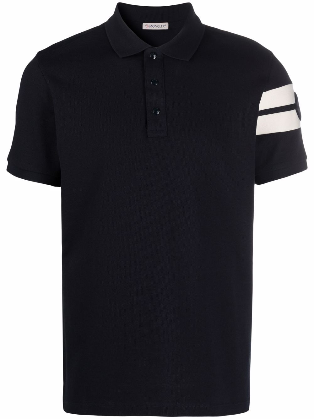 MONCLER logo striped sleeve polo shirt Navy - MAISONDEFASHION.COM