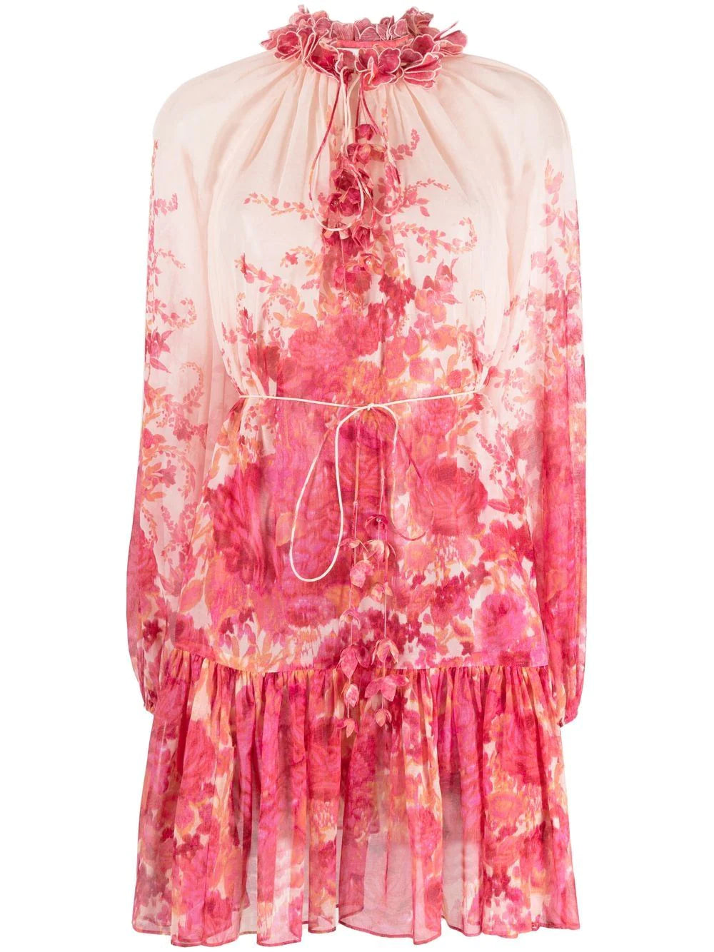 ZIMMERMANN WOMEN High Tide Lantern Mini Dress Pink - MAISONDEFASHION.COM