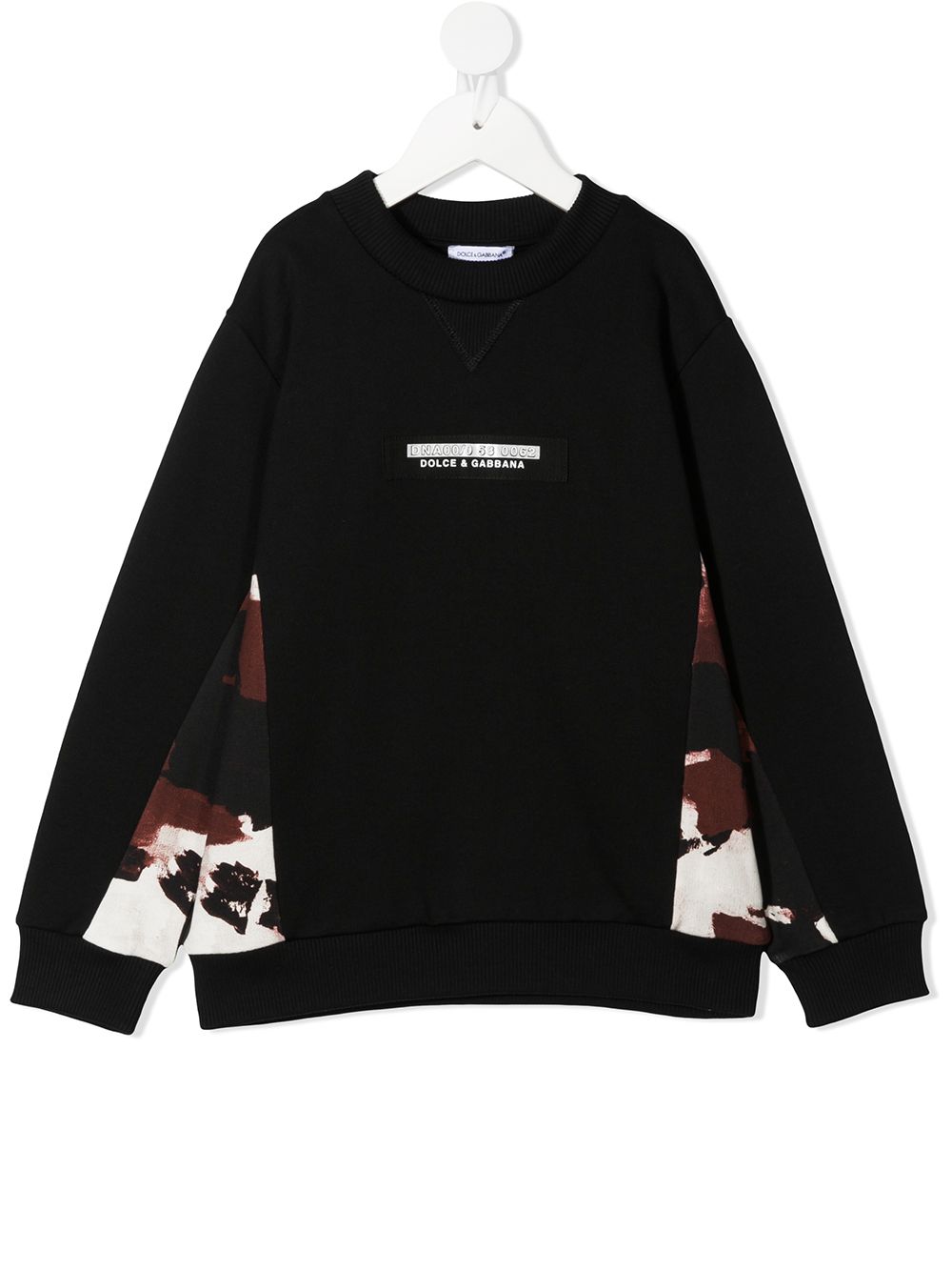 DOLCE & GABBANA KIDS Camouflage panel-print sweatshirt Black - MAISONDEFASHION.COM