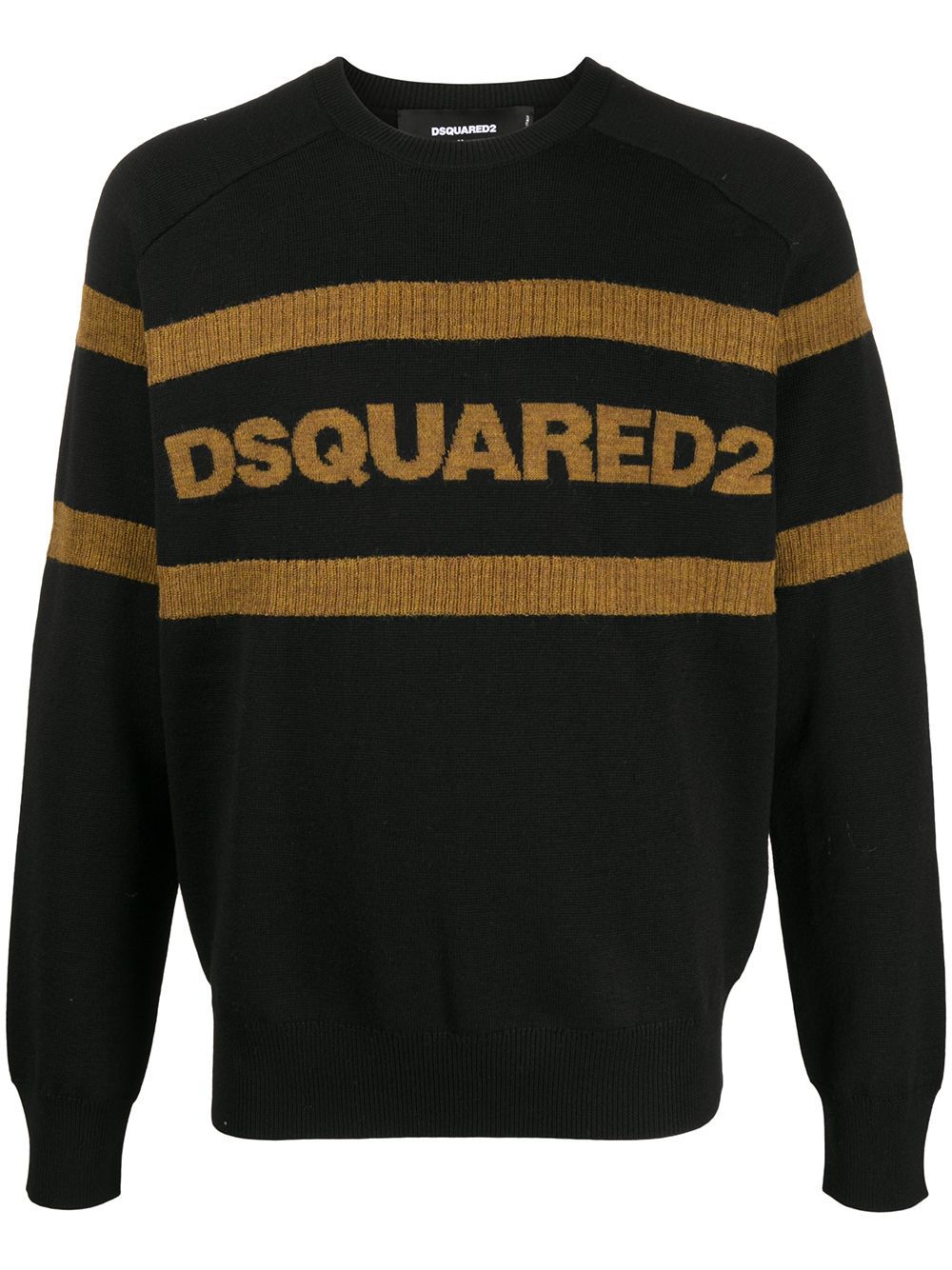 DSQUARED2 Logo Stripe Knit Sweatshirt Black - Maison De Fashion 