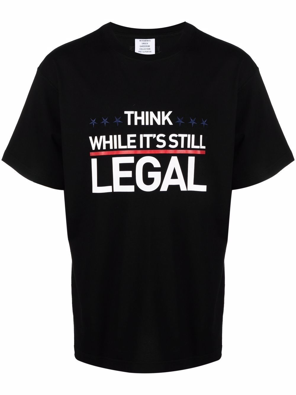VETEMENTS Slogan-print cotton T-shirt Black - MAISONDEFASHION.COM