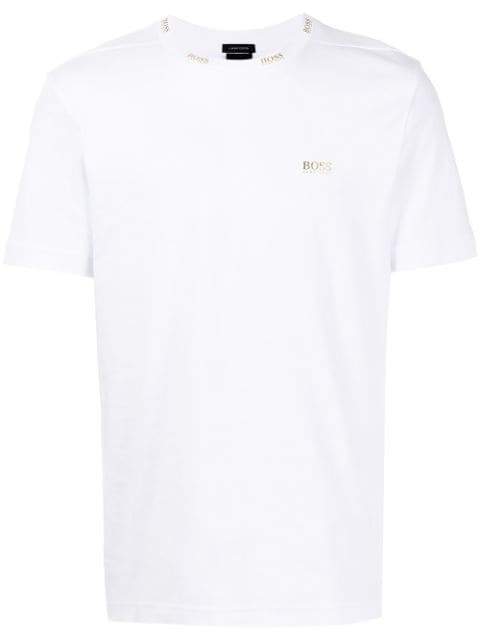 BOSS Gold Logo T-Shirt White - MAISONDEFASHION.COM