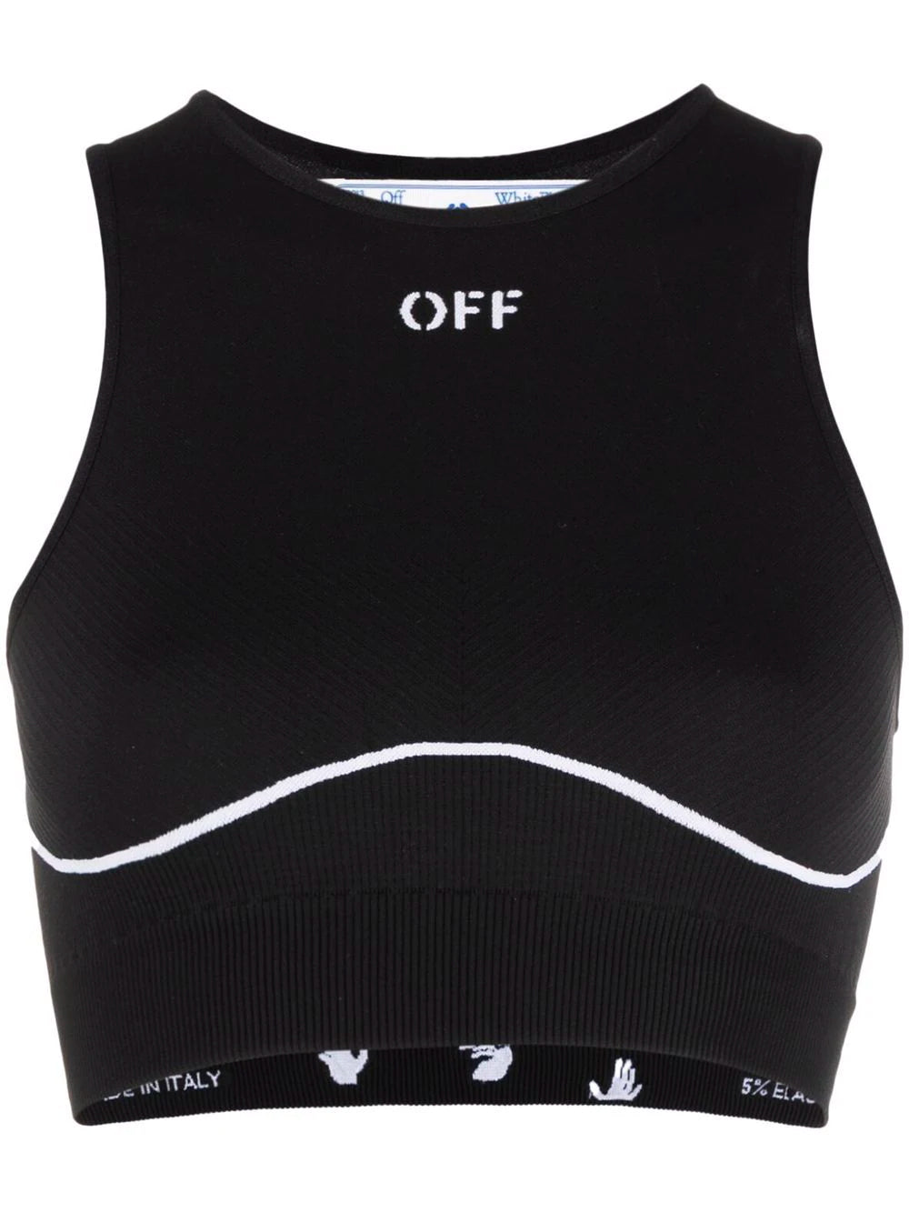 OFF-WHITE WOMEN Athl Stamp Logo Bra Black - MAISONDEFASHION.COM