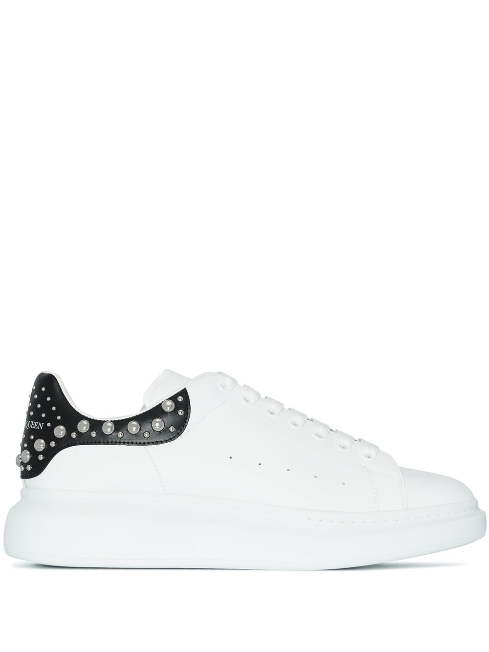ALEXANDER MCQUEEN Oversized Pearl Embellished Sneakers White - MAISONDEFASHION.COM