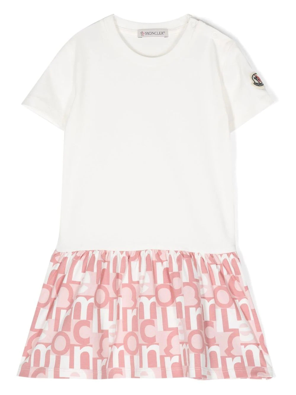 MONCLER BABY Monogram Print Dress White/Pink - MAISONDEFASHION.COM