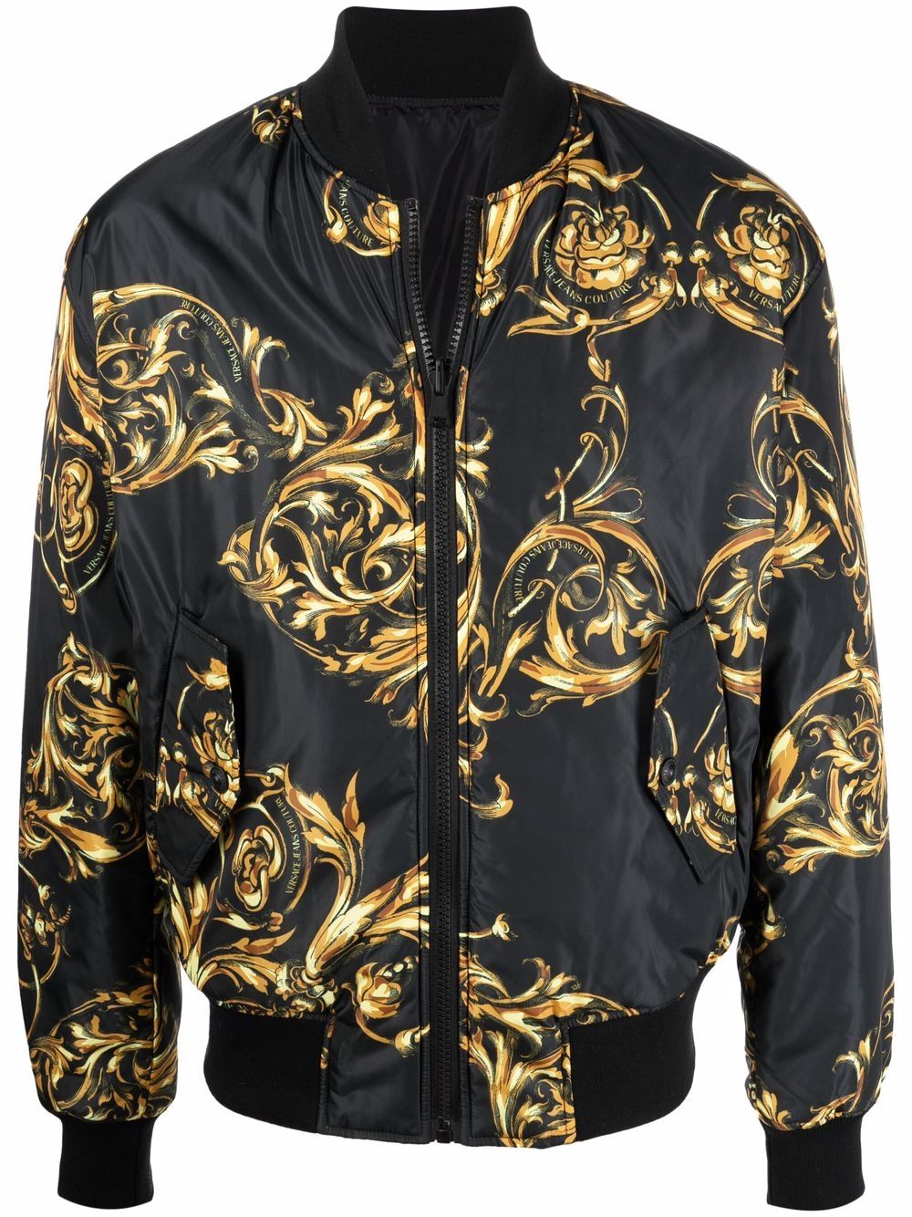 VERSACE Baroque Print Reversible Jacket Black - MAISONDEFASHION.COM