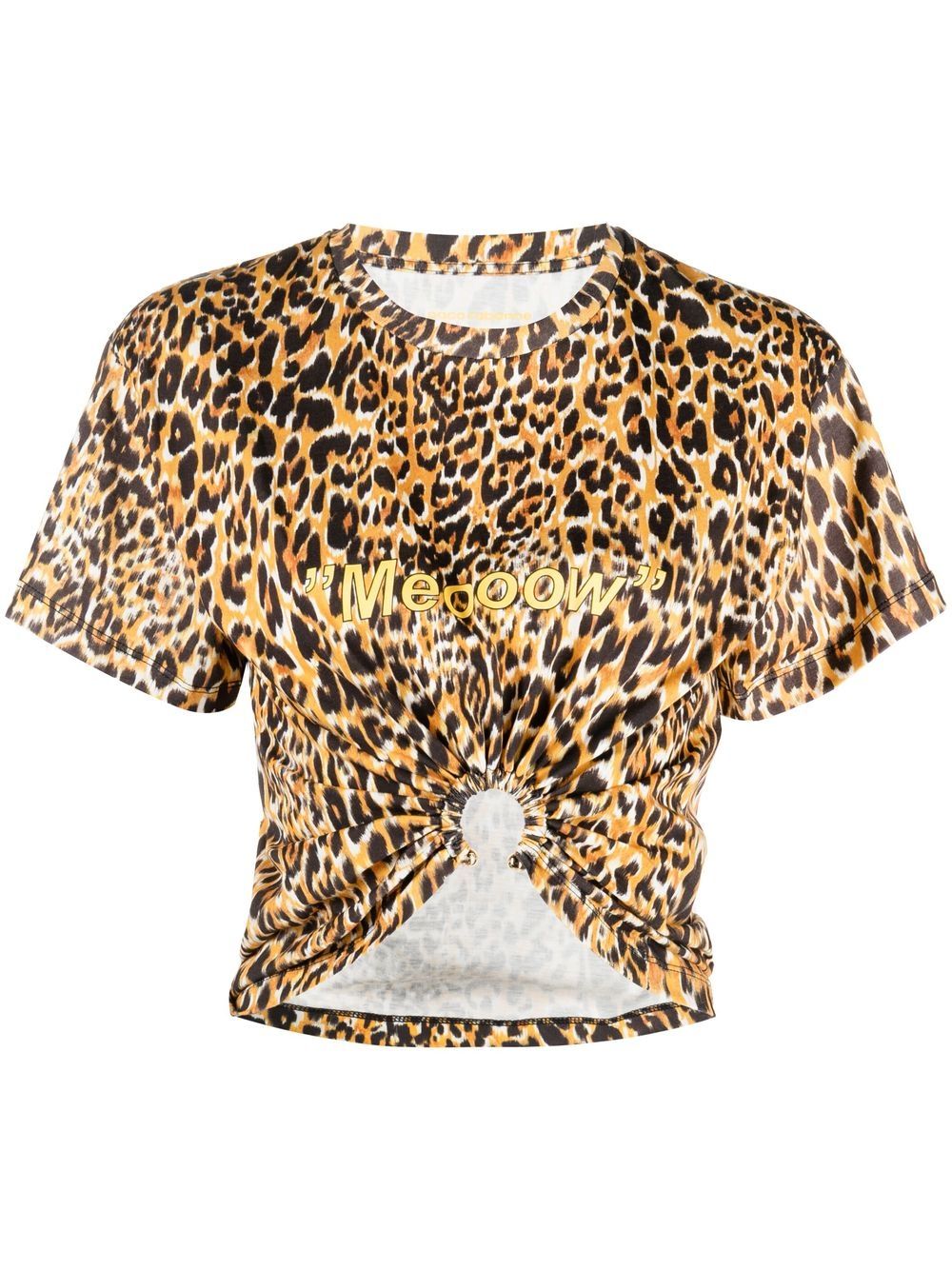 PACO RABANNE Leopard "Meooow" Print Cropped T-Shirt - MAISONDEFASHION.COM