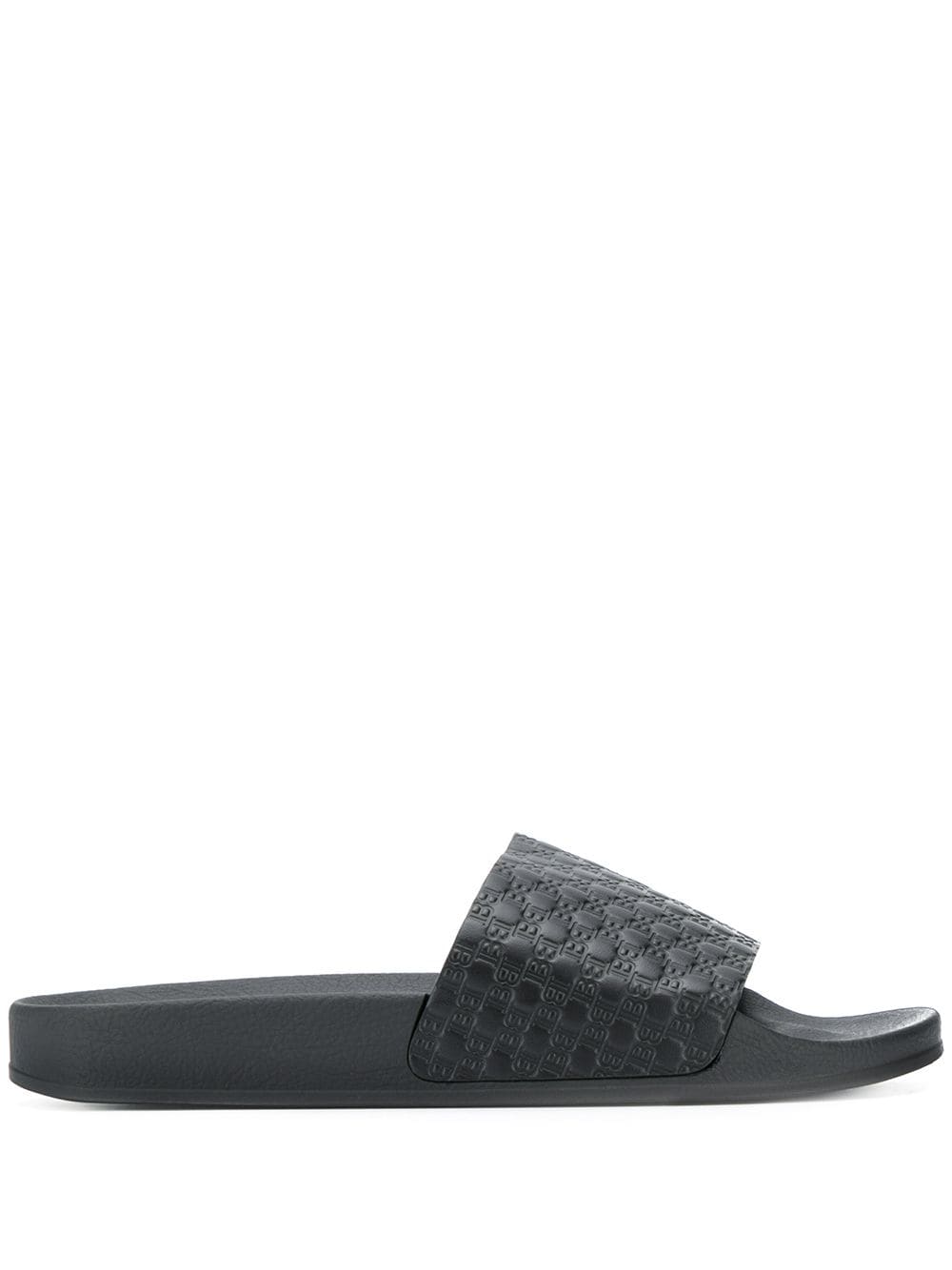 BALMAIN Embossed Logo Sliders Black – MAISONDEFASHION.COM