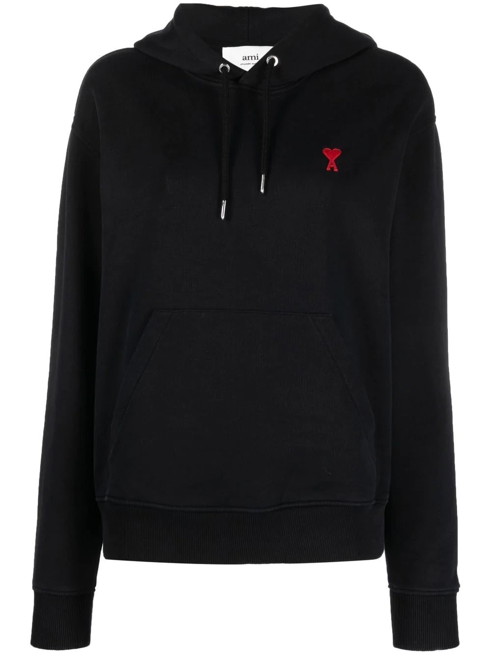 AMI PARIS WOMEN Ami De Coeur Logo Hoodie Black - MAISONDEFASHION.COM