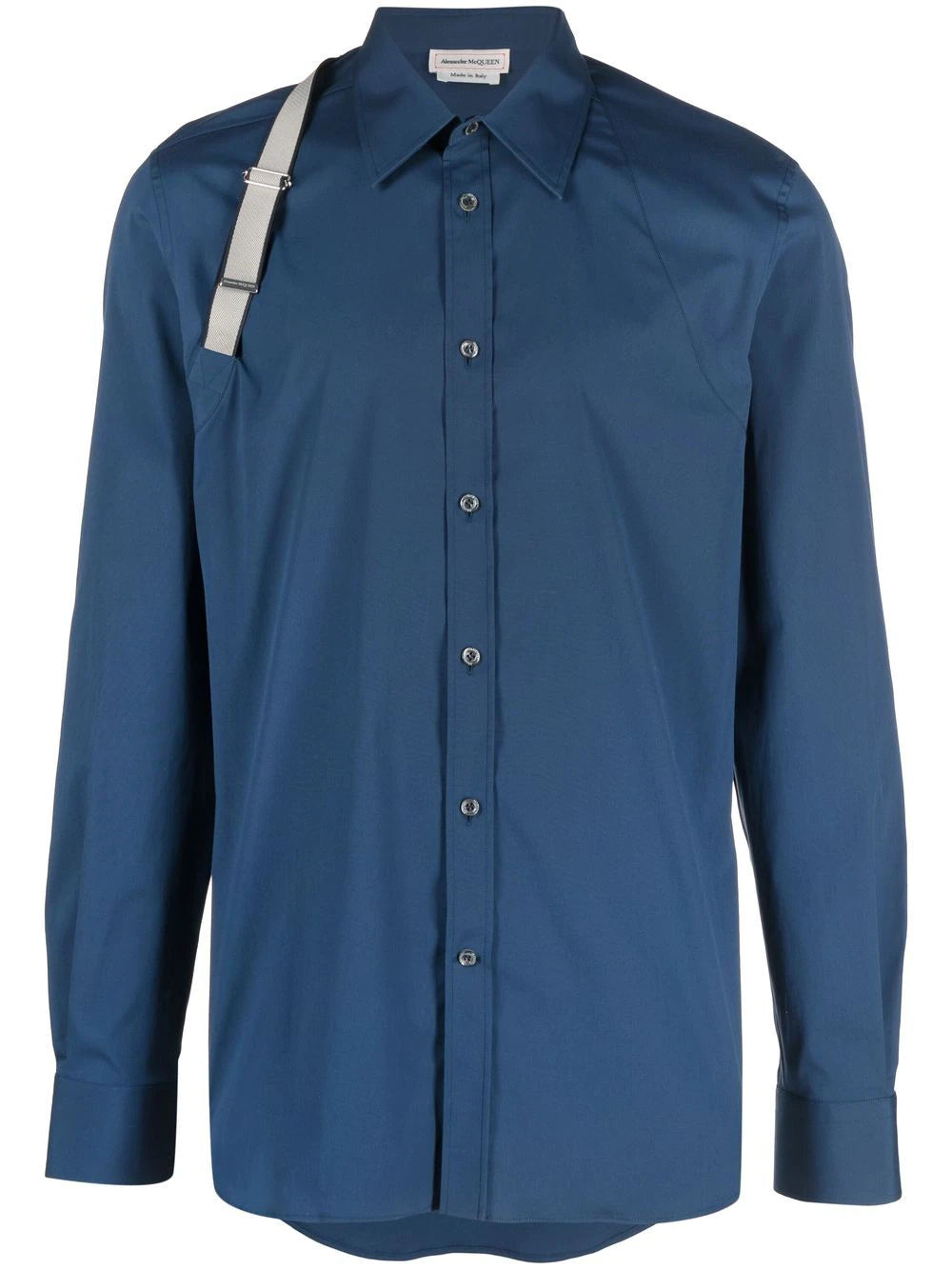 ALEXANDER MCQUEEN Signature Harness Shirt Blue - MAISONDEFASHION.COM