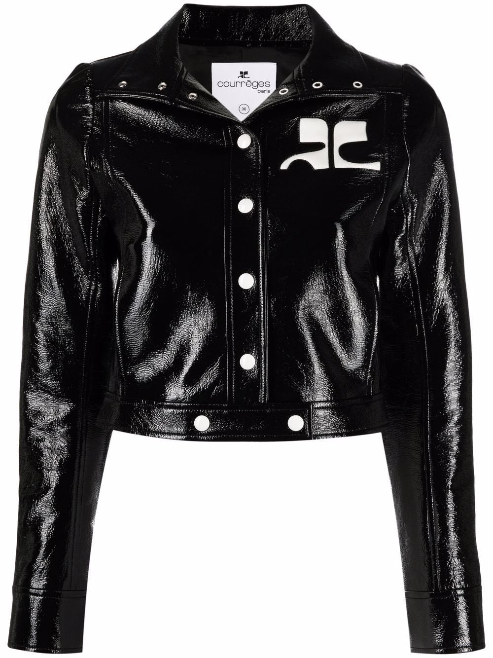 COURRÈGES WOMEN Cropped Faux Leather Jacket Black - MAISONDEFASHION.COM