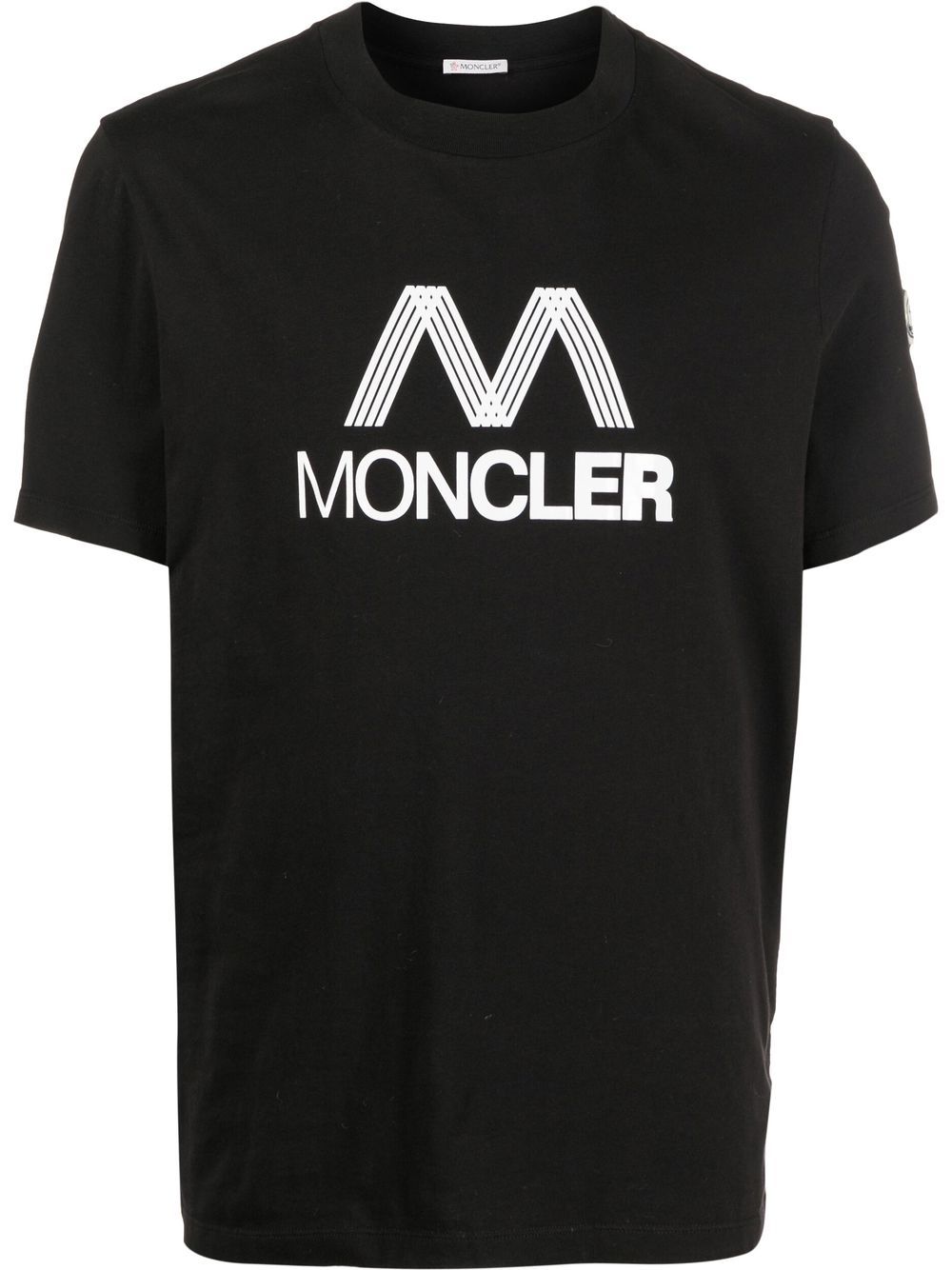 MONCLER Tricolour Accent Logo-Print T-shirt Black - MAISONDEFASHION.COM