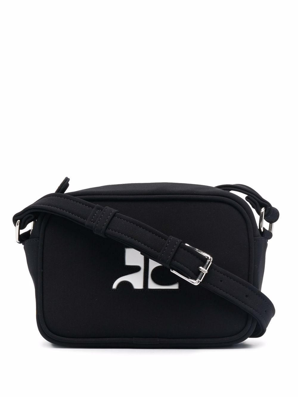 COURRÈGES WOMEN Logo-print crossbody bag Black - MAISONDEFASHION.COM