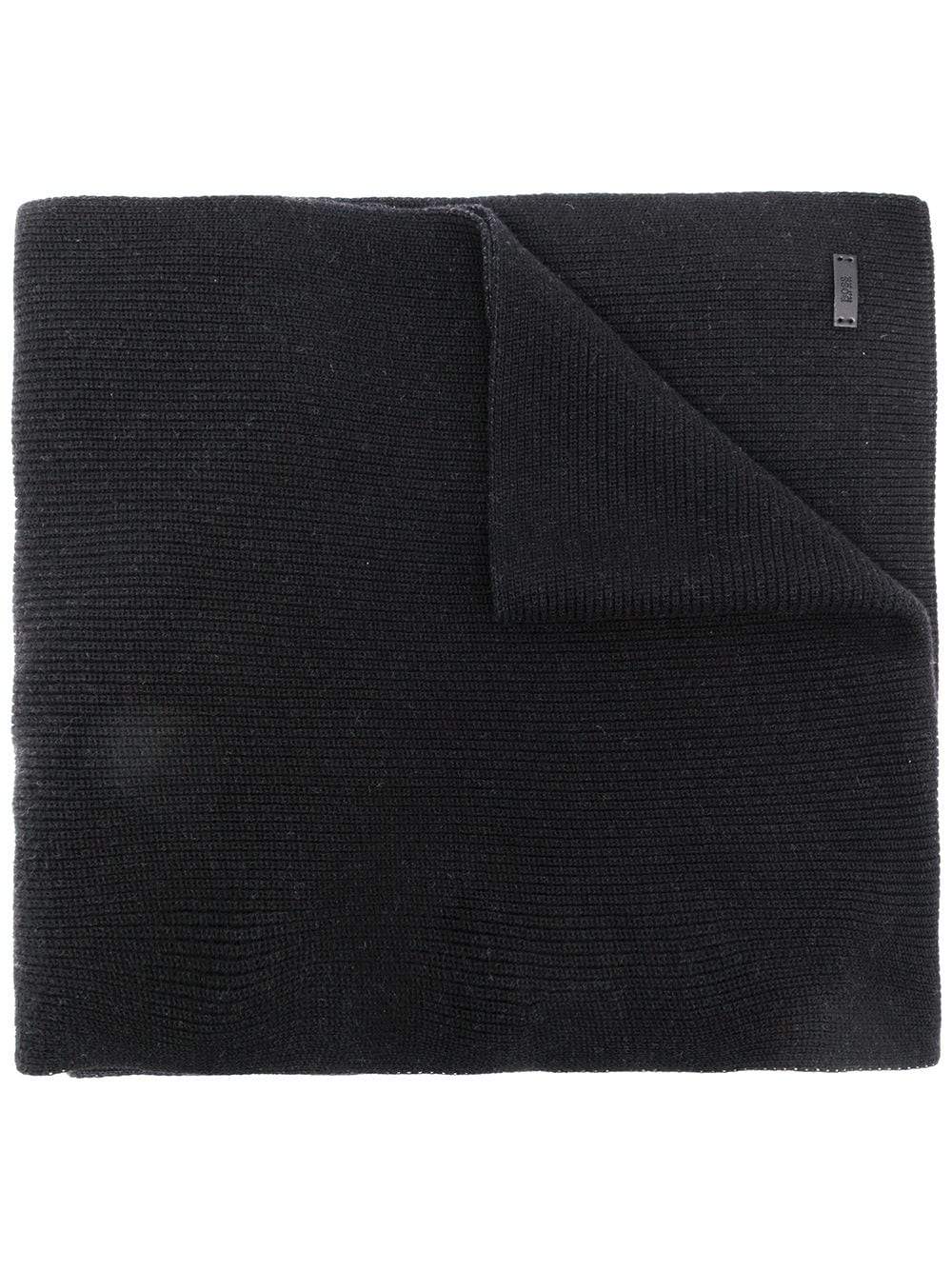 BOSS Logo knit scarf Black - MAISONDEFASHION.COM
