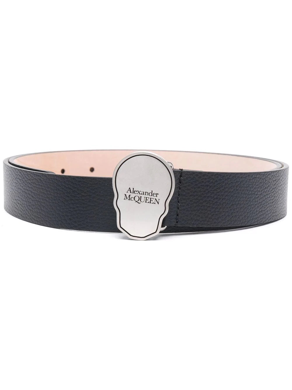 ALEXANDER MCQUEEN Skull Logo Engraved Belt Black - MAISONDEFASHION.COM